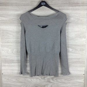 Cyrus Gray Ribbed Cutout Knit Sweater